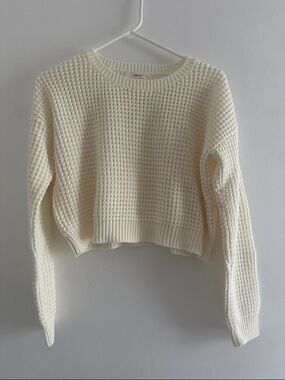 Forever 21 Cream Waffle Knit Crewneck Sweater